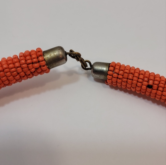 Beaded Necklace Ethnic Boho Masai Massai in Orange - Picture 7 of 7